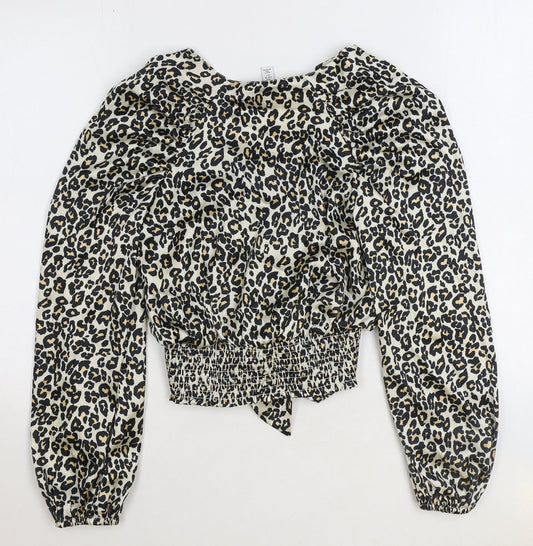 Womens UK Size 6 Topshop Brown Cropped Blouse