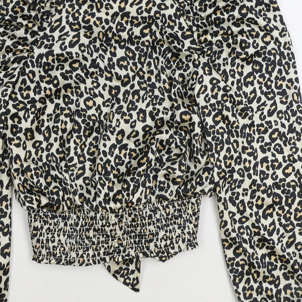 Womens UK Size 6 Topshop Brown Cropped Blouse