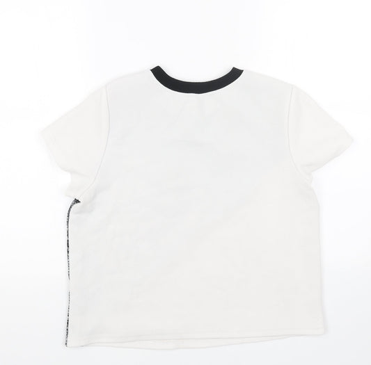 SheIn Womens White Animal Print Polyester Basic T-Shirt Size M Round Neck - Snake Print