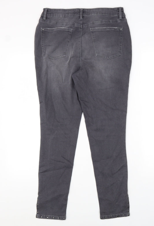 TU Womens Grey Cotton Tapered Jeans Size 12 L28 in Regular Zip