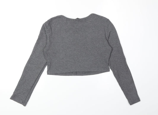 SheIn Womens Grey Polyester Basic T-Shirt Size 8 Round Neck