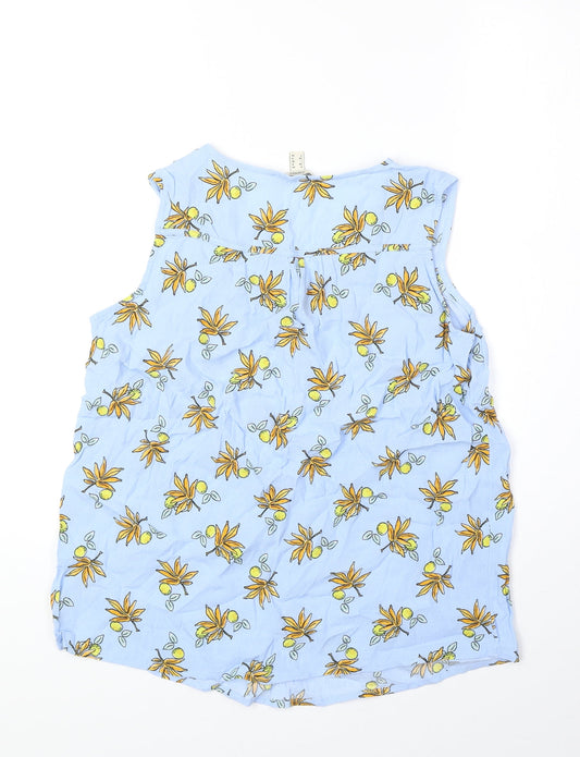 Esprit Womens Blue Geometric Polyester Basic Blouse Size 8 V-Neck