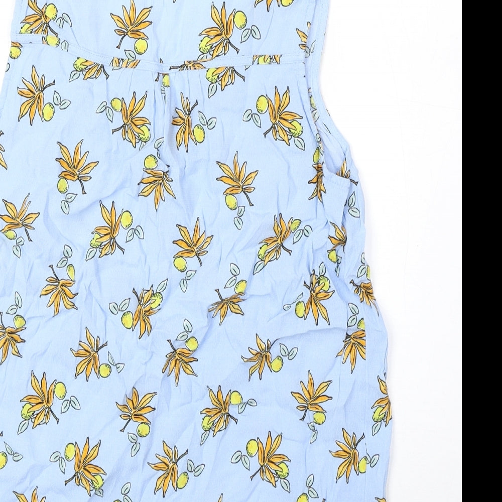 Esprit Womens Blue Geometric Polyester Basic Blouse Size 8 V-Neck