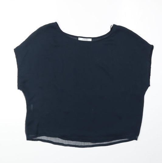 Womens UK Size M Mango Blue Basic Blouse