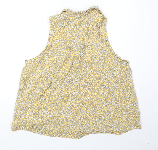 Cooperative Womens Yellow Geometric 100% Cotton Basic Blouse Size L Collared
