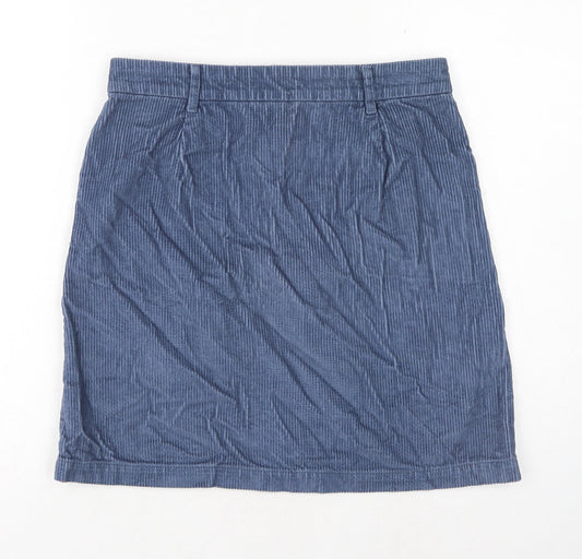 TU Womens Blue Cotton Straight & Pencil Skirt Size 10 Button