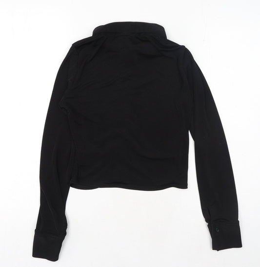 Womens UK Size S H&M Black Basic Button-Up
