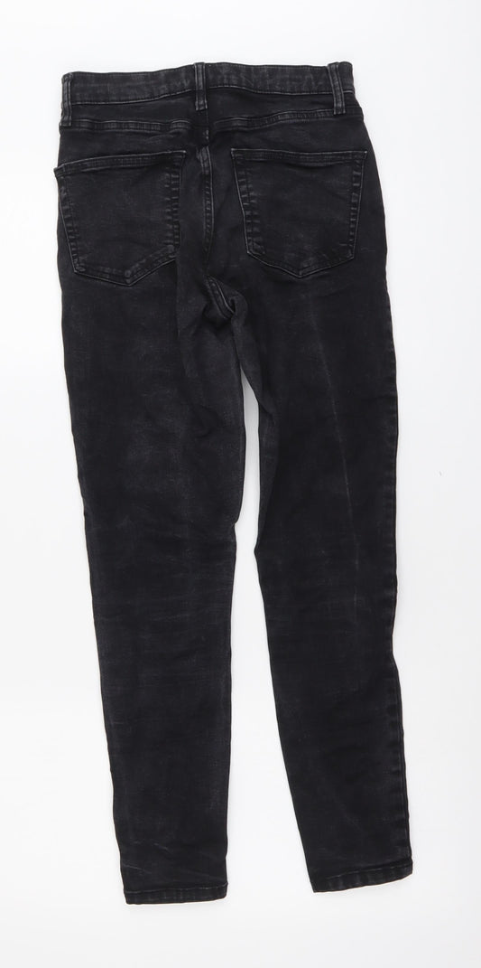 Topshop Womens Grey Cotton Skinny Jeans Size 28 in L27 in Regular Button