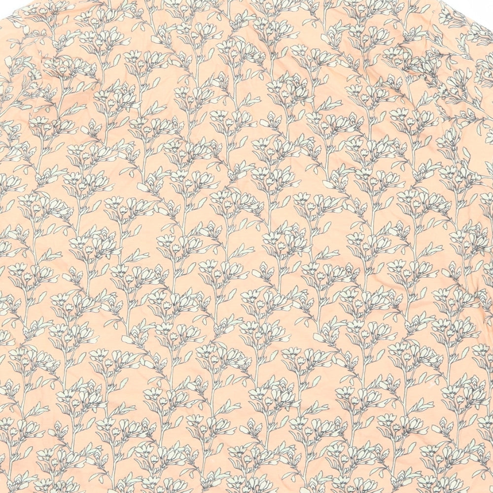 TU Womens Orange Floral Viscose Basic T-Shirt Size 16 Scoop Neck