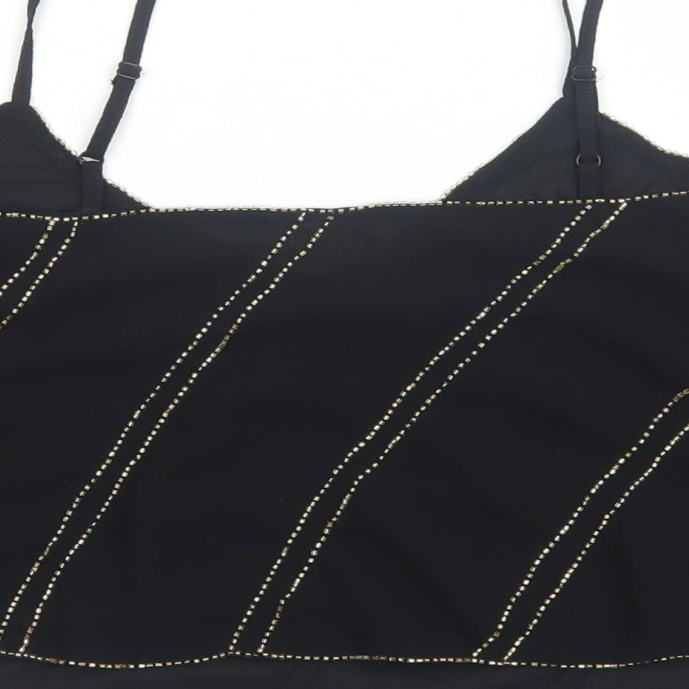 Miss Selfridge Womens Black Polyester Basic Tank Size 12 V-Neck