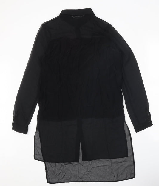 River Island Womens Black Viscose Shirt Dress Size 8 Collared Button