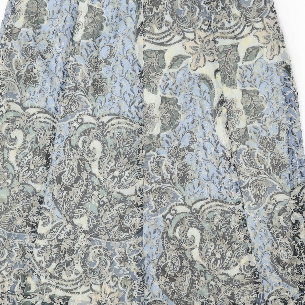 Classic Womens Beige Geometric Polyester Swing Skirt Size 14 Zip