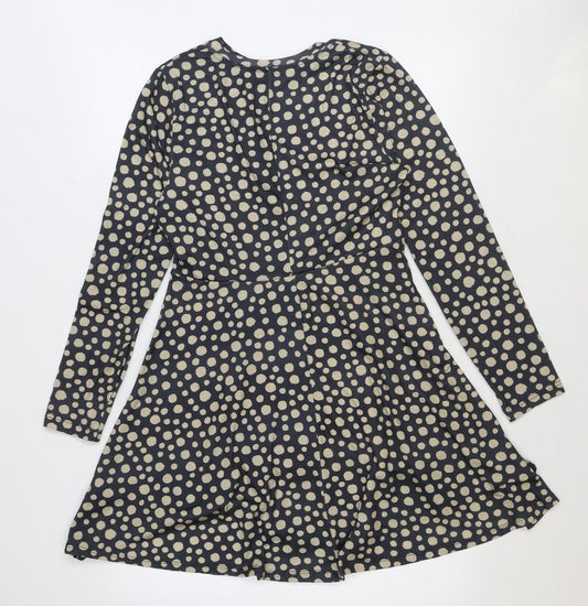 Primark Womens Black Polka Dot Polyester Trapeze & Swing Size 10 Round Neck Pullover