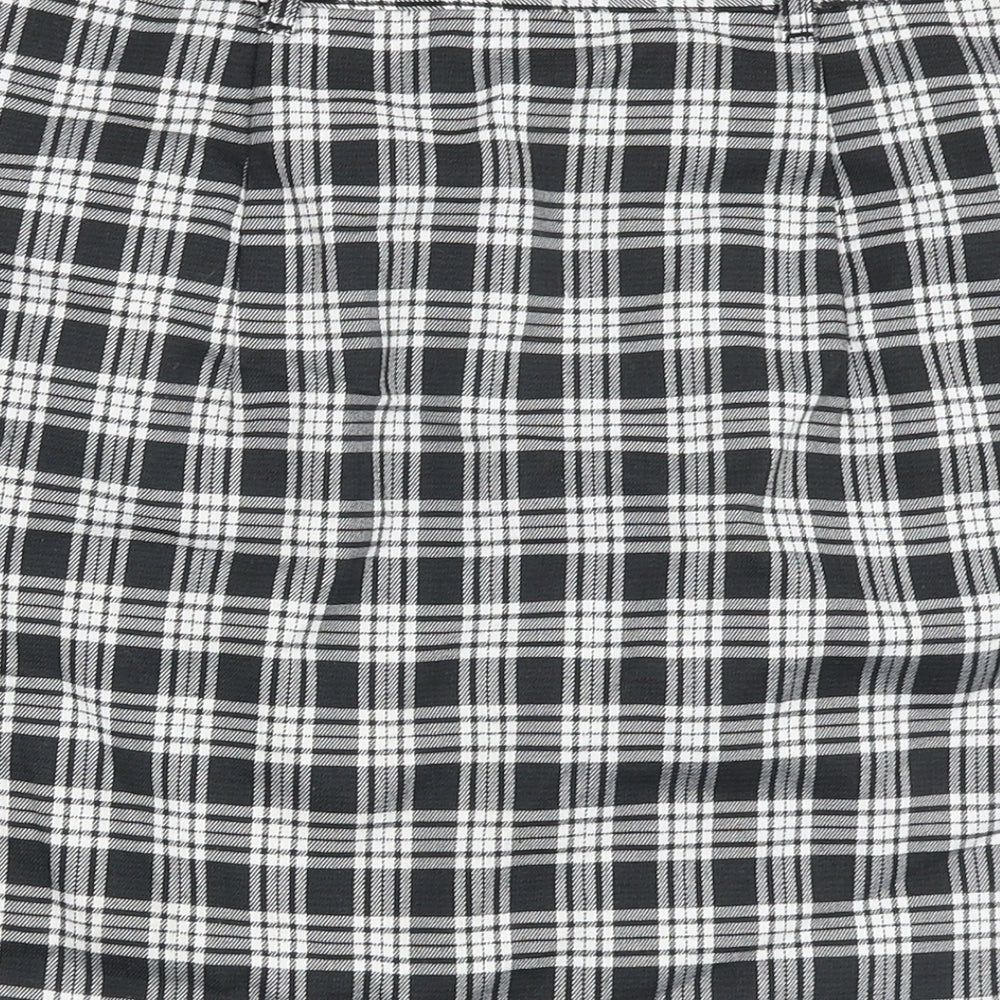H&M Womens Black Plaid Polyester Straight & Pencil Skirt Size 10 Zip