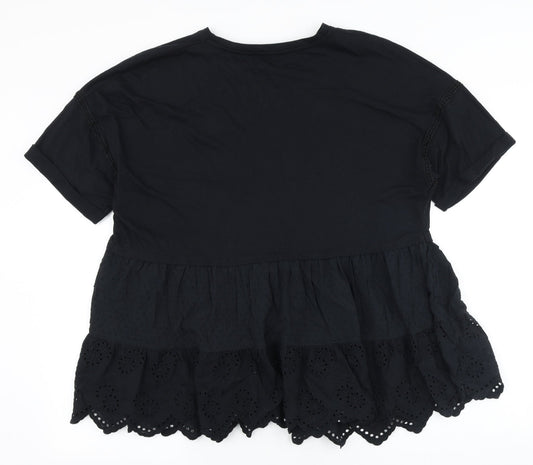 George Womens Black Polyester Basic Blouse Size 18 Round Neck