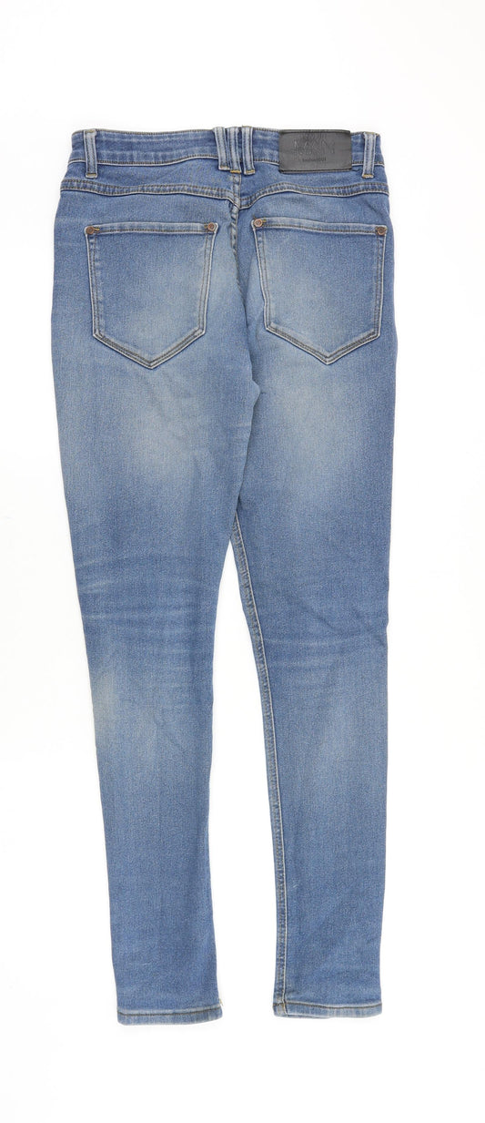 Boohoo Mens Blue Cotton Skinny Jeans Size 30 in Slim Zip