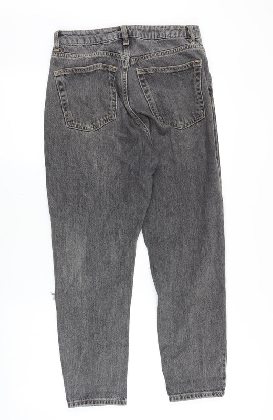 Topshop Womens Grey Cotton Mom Jeans Size 28 in Regular Zip