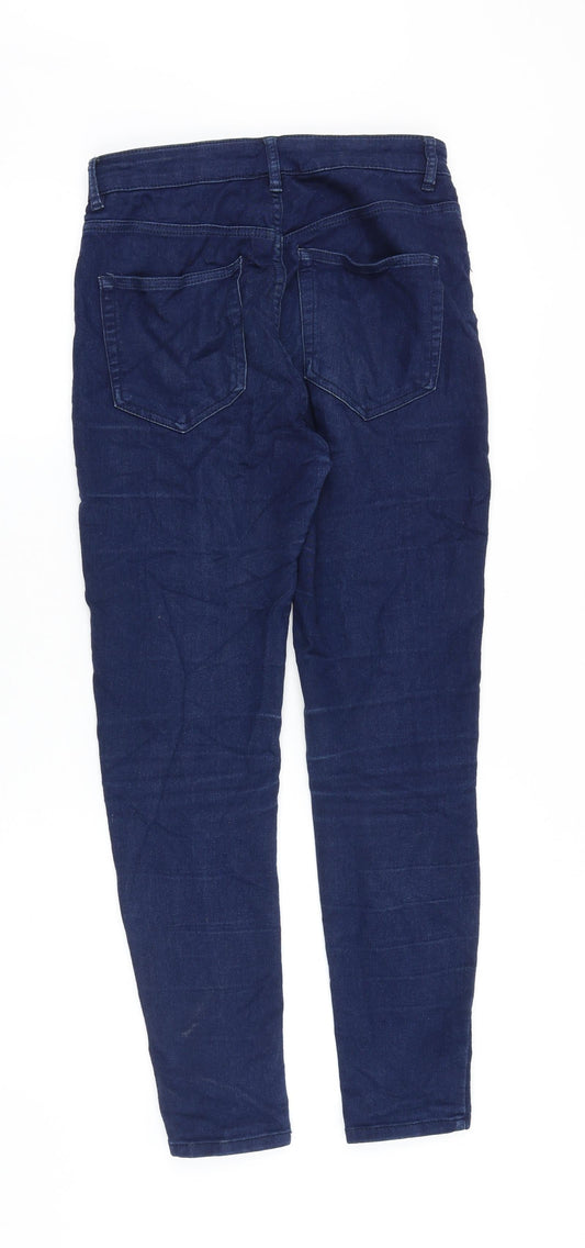 Pull&Bear Womens Blue Cotton Skinny Jeans Size 10 Slim Zip