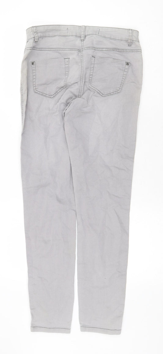 NEXT Womens Grey Cotton Skinny Jeans Size 12 Regular Zip