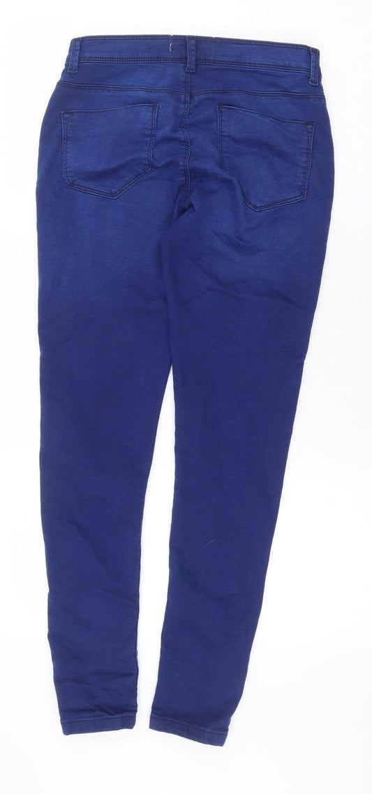 Dorothy Perkins Womens Blue Cotton Skinny Jeans Size 10 Regular Zip