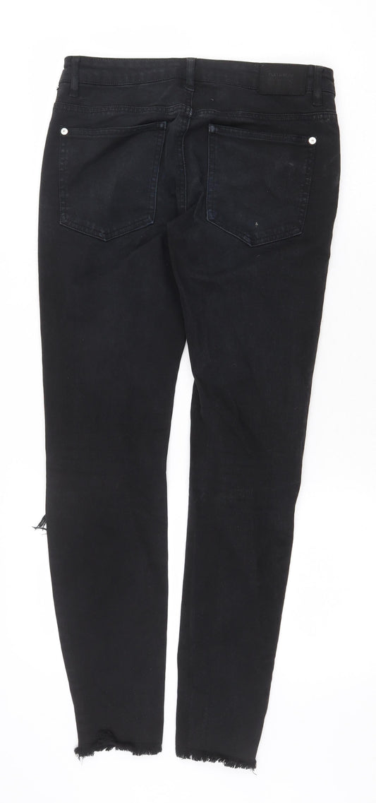 Pull&Bear Womens Black Cotton Skinny Jeans Size 8 Regular Zip