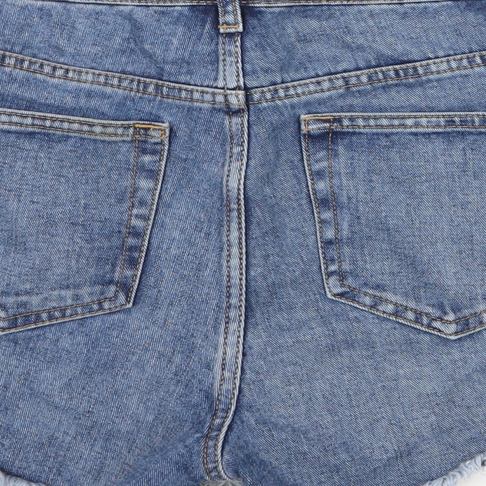 Topshop Womens Blue Cotton Cut-Off Shorts Size 28 in Regular Zip