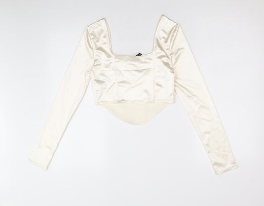 Womens UK Size S Divided by H&M Ivory Cropped Blouse