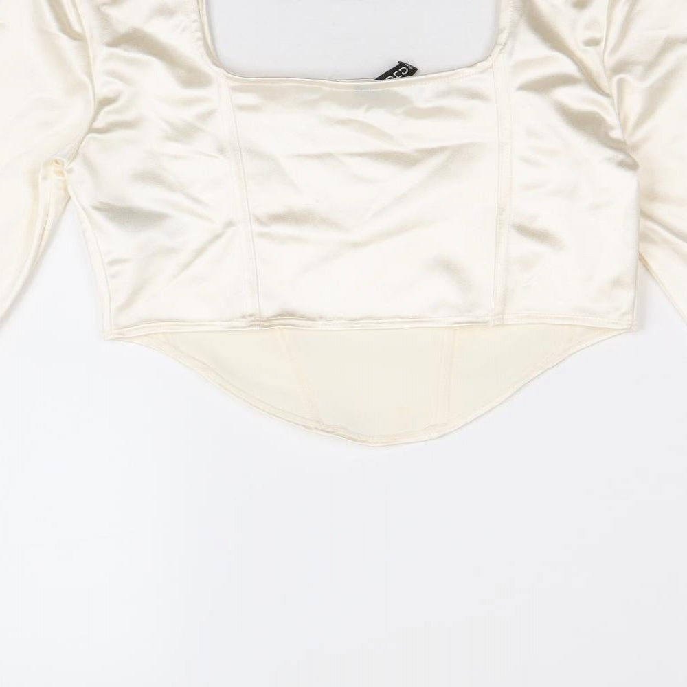 Womens UK Size S Divided by H&M Ivory Cropped Blouse