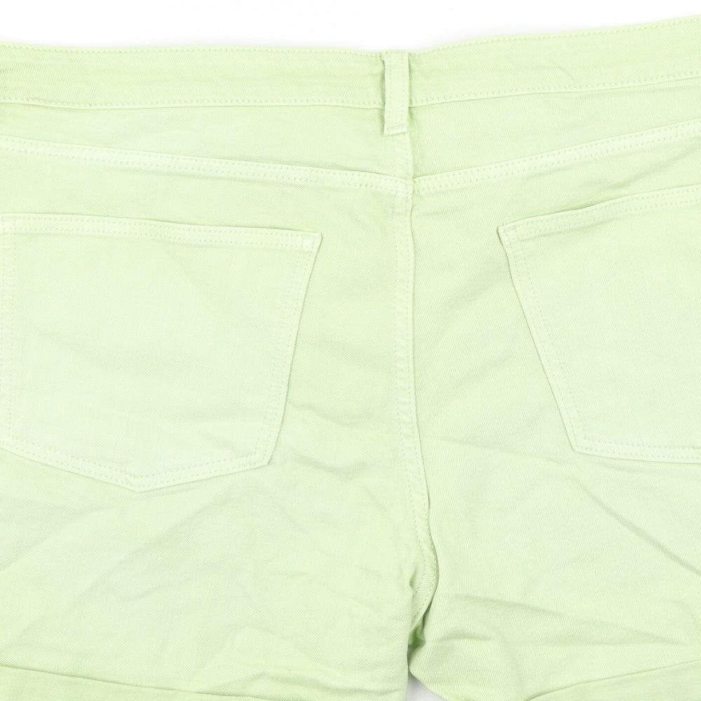 Marks and Spencer Womens Green Cotton Boyfriend Shorts Size 22 Regular Zip