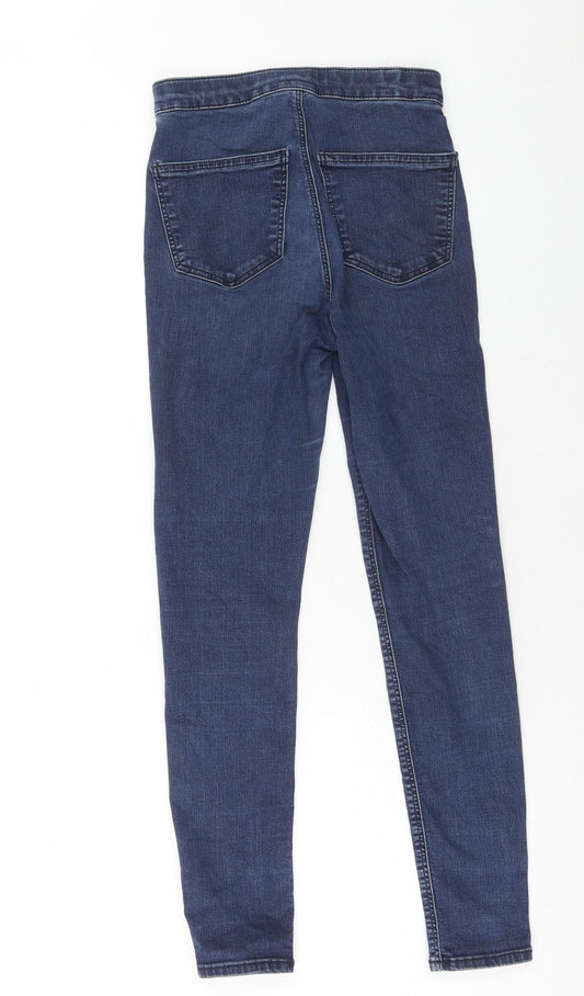 Topshop Womens Blue Cotton Skinny Jeans Size 28 in L32 in Regular Zip