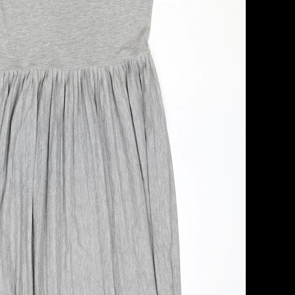 Oasis Womens Grey Polyester T-Shirt Dress Size XS Round Neck Pullover