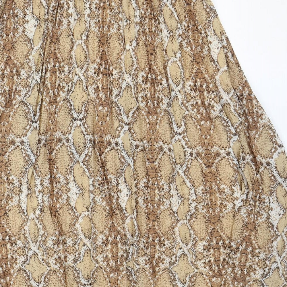 Marks and Spencer Womens Brown Animal Print Polyester Swing Skirt Size 8 - Snakeskin Pattern