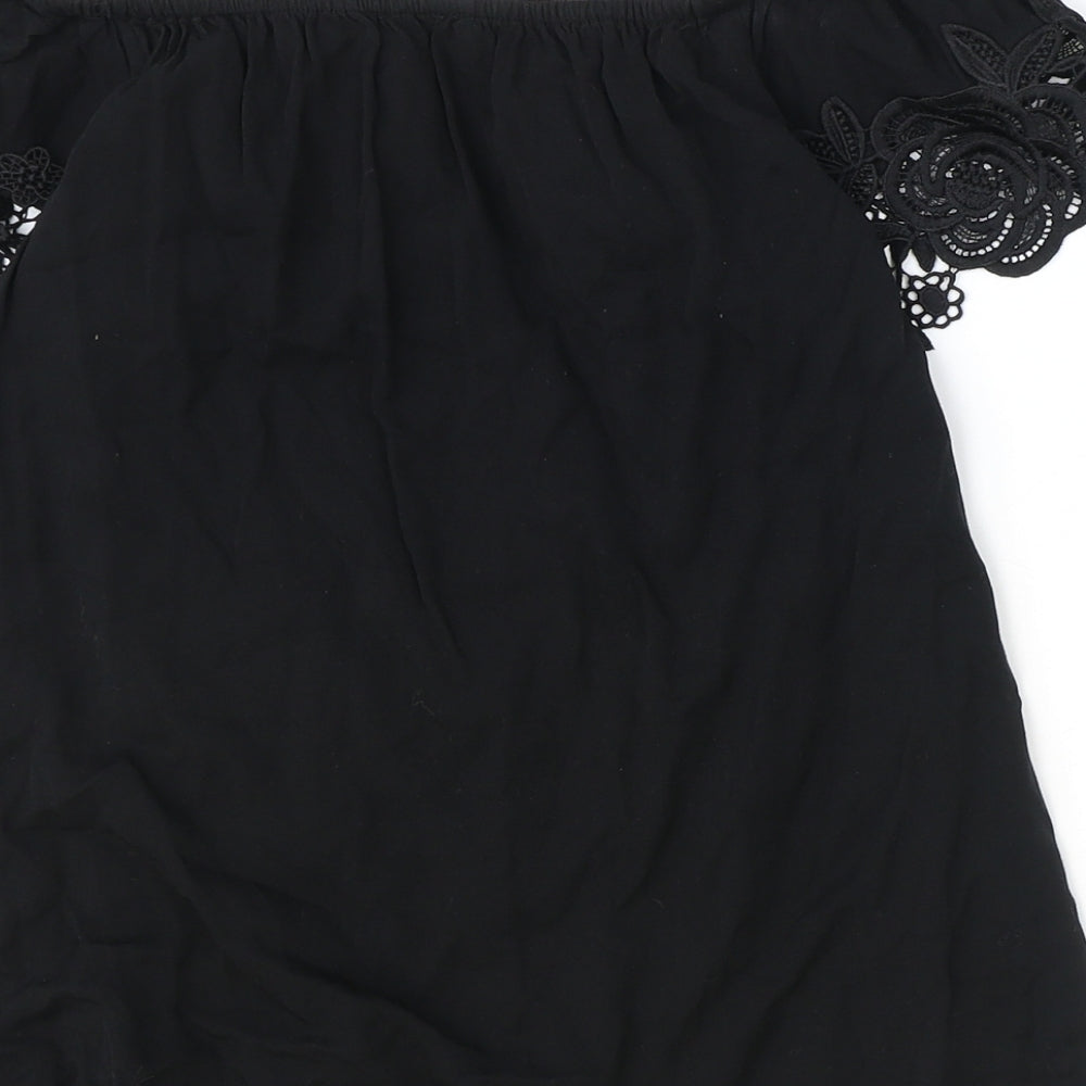 Womens UK Size 8 Oasis Black Basic T-Shirt