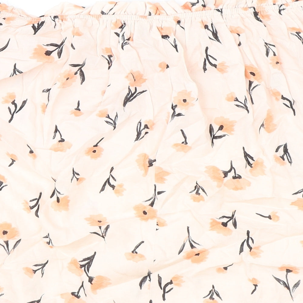 George Womens Pink Floral Viscose Cropped Blouse Size 10 Off the Shoulder - Bardot