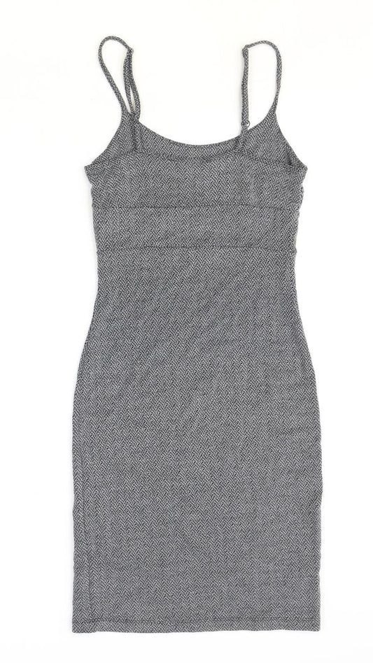 Miss Selfridge Womens Grey Geometric Polyester Shift Size 6 Round Neck Pullover