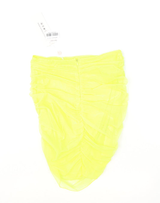 Oh Polly Womens Yellow Polyester Bandage Skirt Size 12 Zip