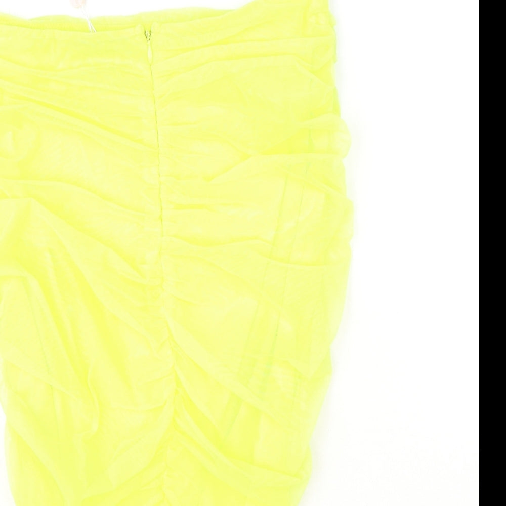 Oh Polly Womens Yellow Polyester Bandage Skirt Size 12 Zip