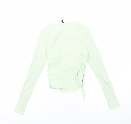 Womens UK Size S H&M Green Cropped Blouse