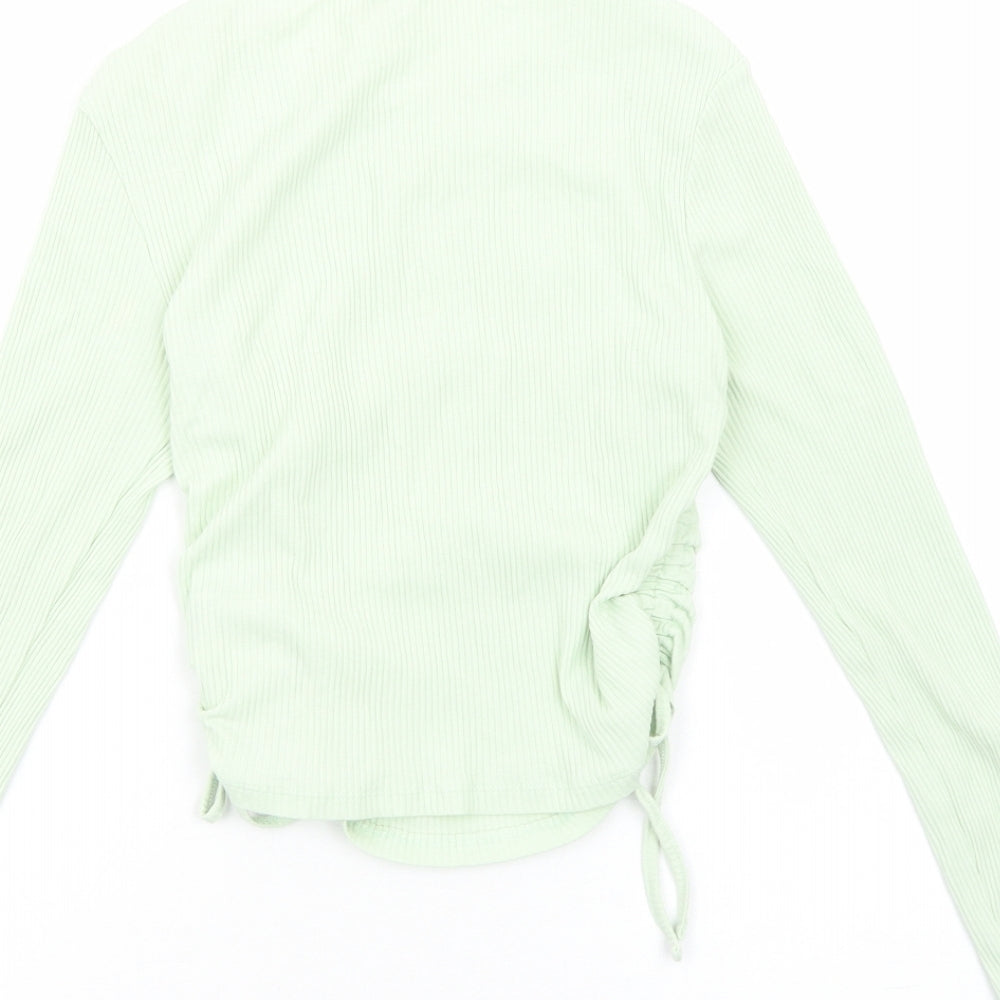 Womens UK Size S H&M Green Cropped Blouse