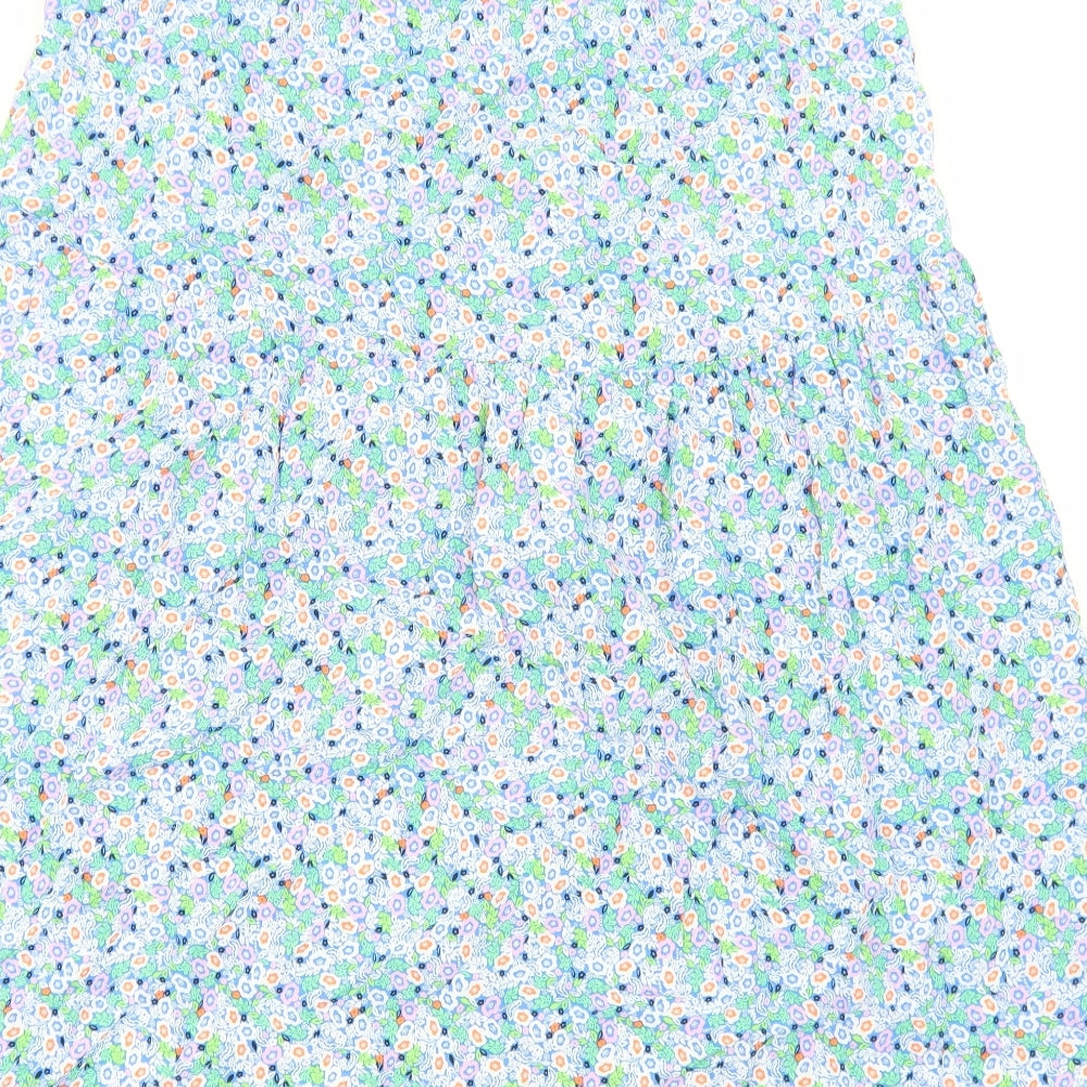 Marks and Spencer Womens Blue Floral Polyester Peasant Skirt Size 14