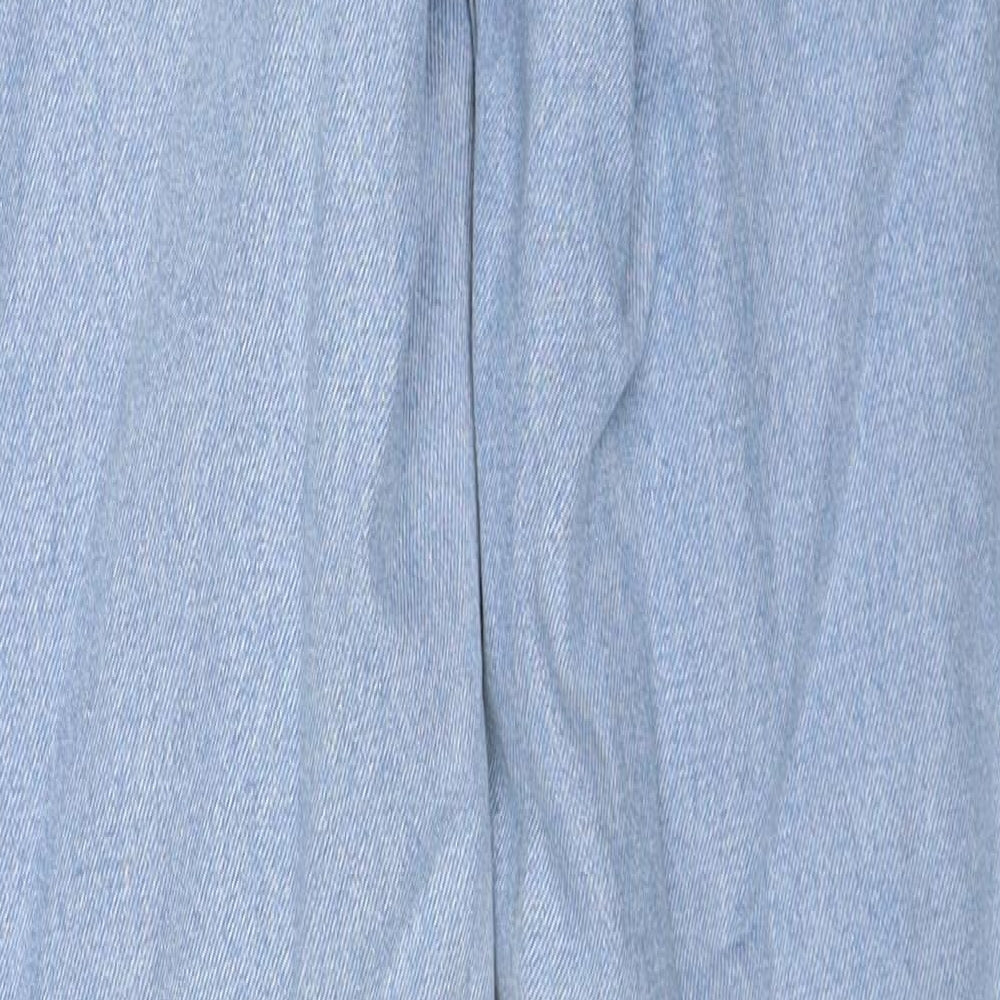 PRETTYLITTLETHING Womens Blue Cotton Straight Jeans Size 8 Regular Zip