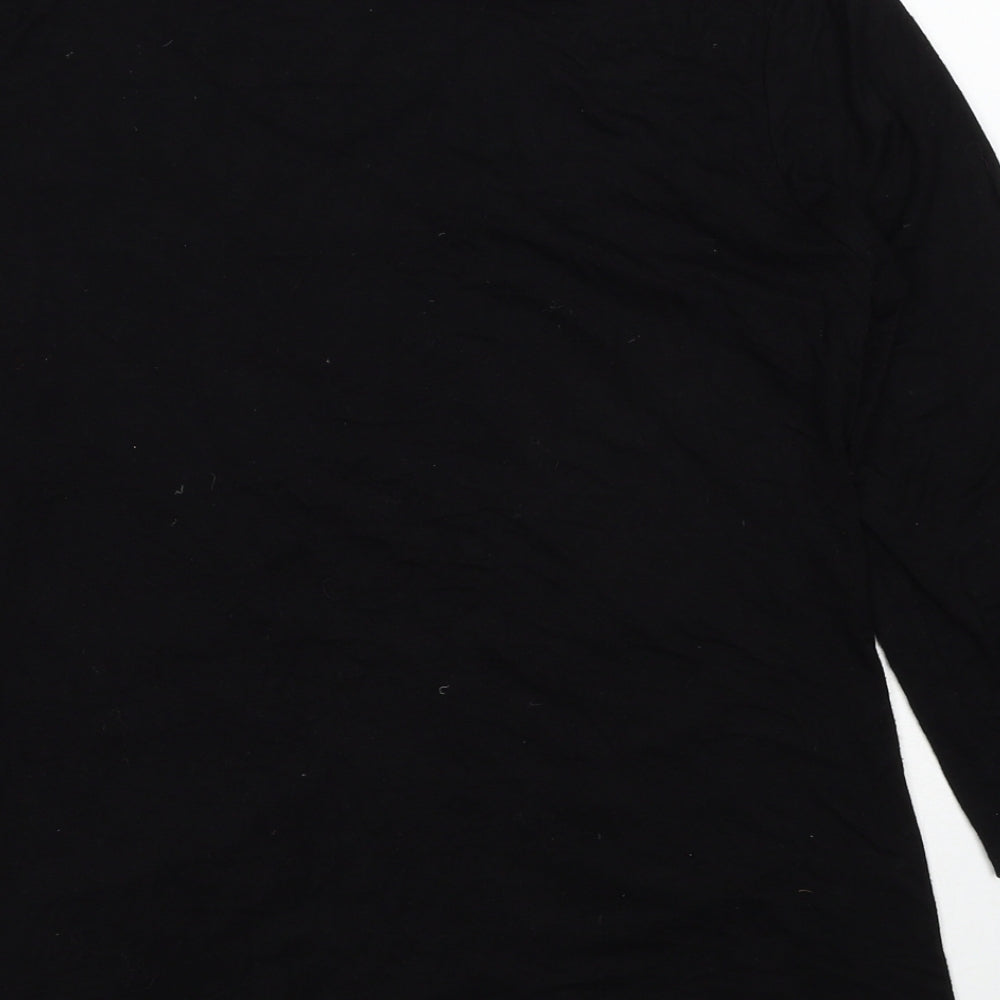 Colour Works Womens Black Viscose Basic T-Shirt Size M V-Neck