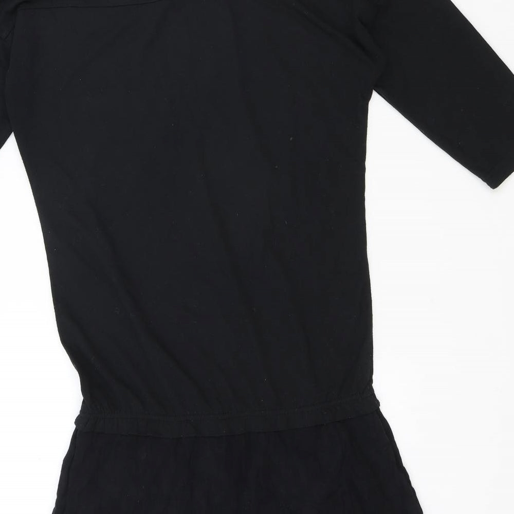 EDC Womens Black Polyester T-Shirt Dress Size 6 Round Neck Pullover