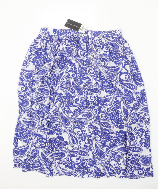 Dorothy Perkins Womens White Paisley Viscose Swing Skirt Size 10 Zip