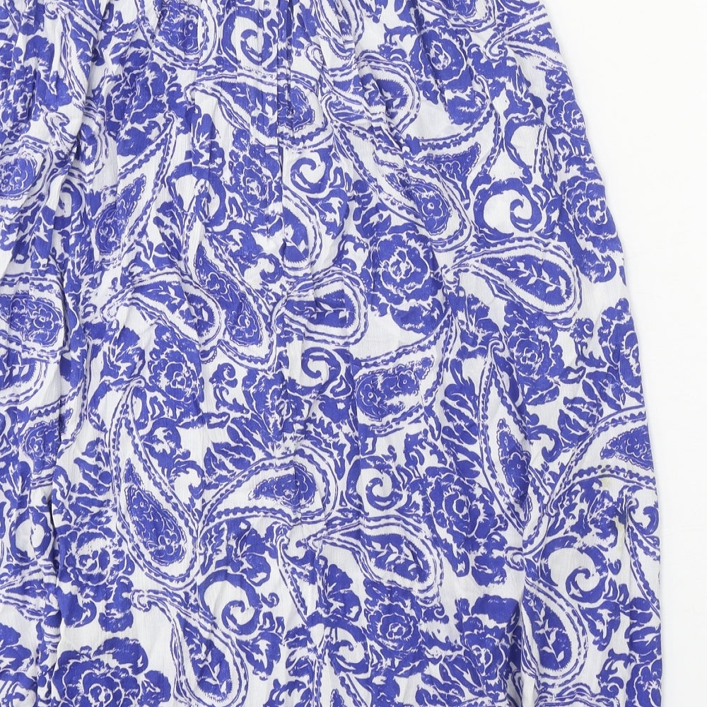 Dorothy Perkins Womens White Paisley Viscose Swing Skirt Size 10 Zip