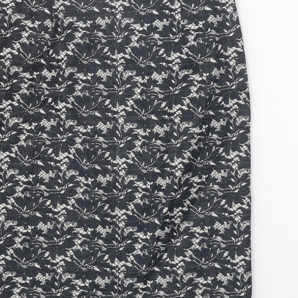 Phase Eight Womens Black Floral Polyester Straight & Pencil Skirt Size 10 Zip