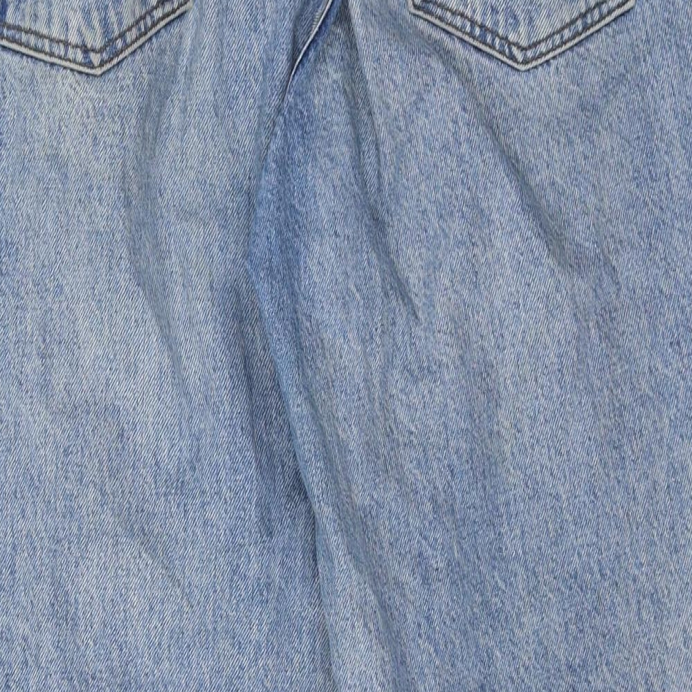 Topshop Womens Blue Cotton Straight Jeans Size 28 in Regular Zip