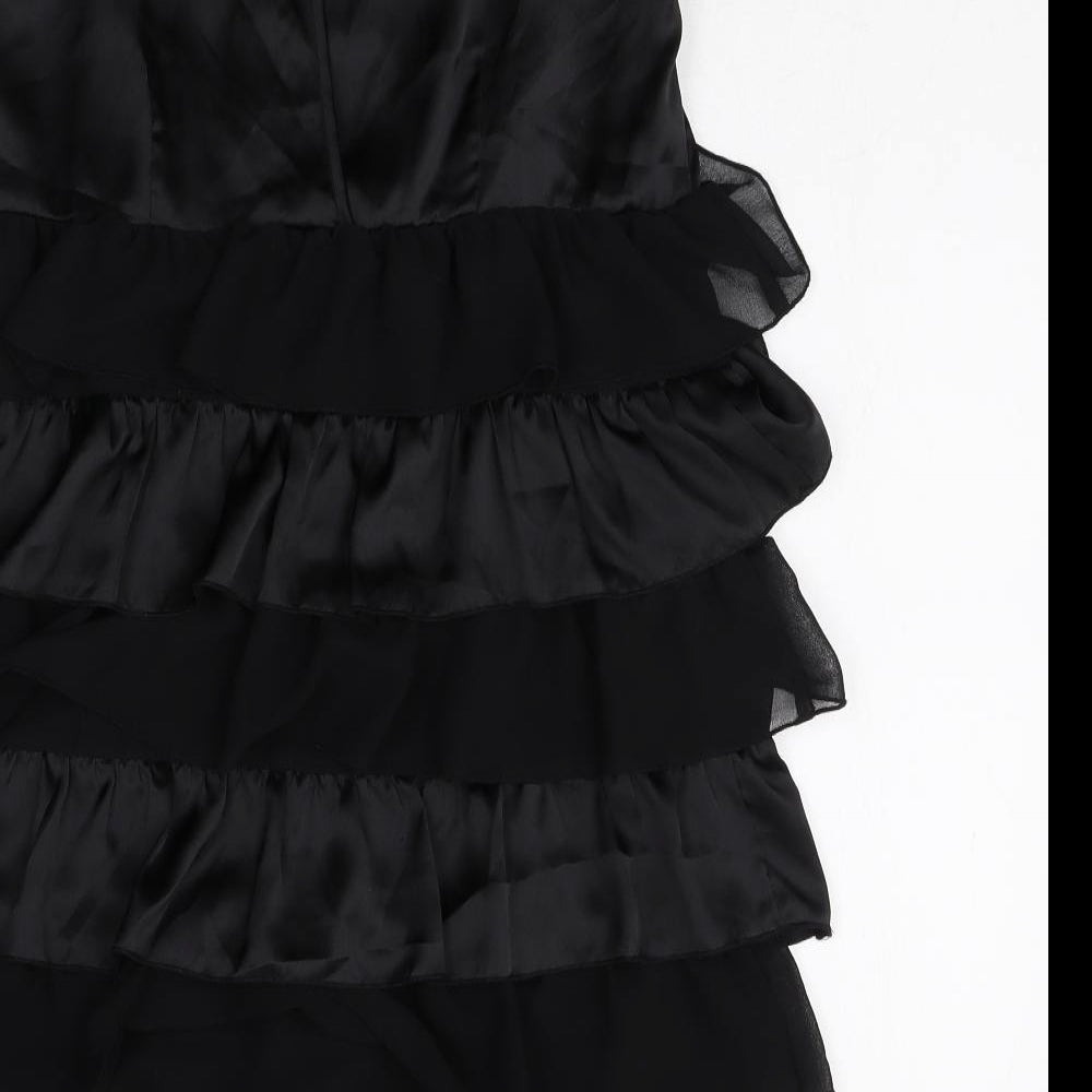 Dorothy Perkins Womens Black Polyester A-Line Size 14 Scoop Neck Button