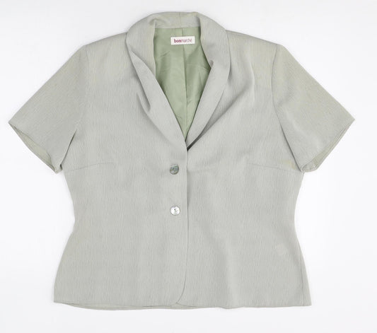 Bonmarché Womens Green Polyester Jacket Suit Top Size 16