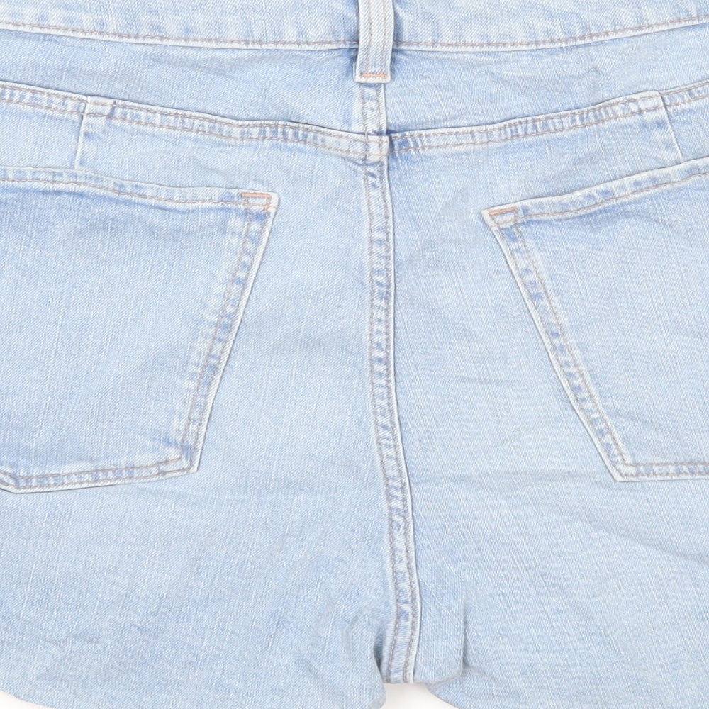 Marks and Spencer Womens Blue Cotton Cut-Off Shorts Size 22 Regular Zip